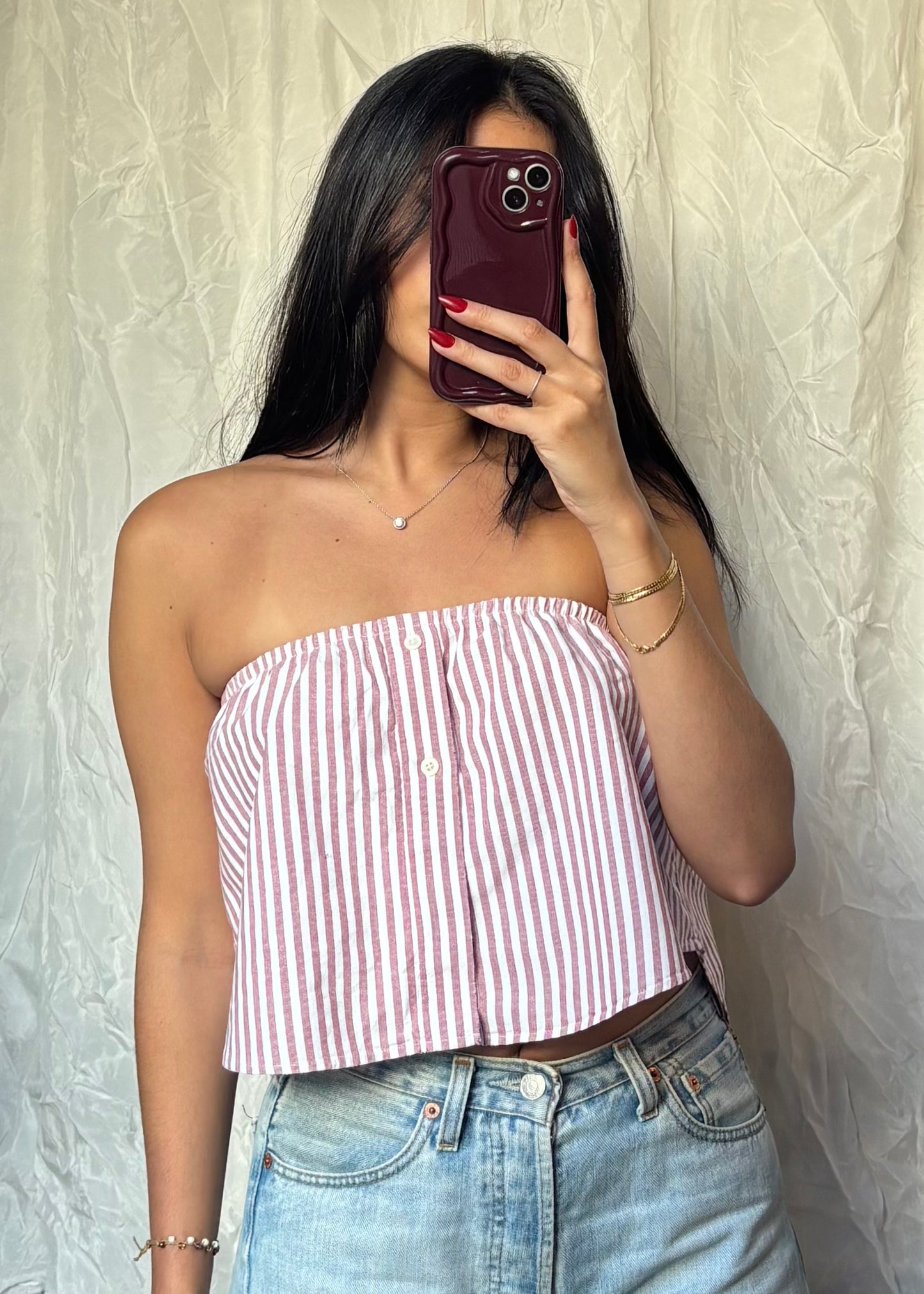 Top Giulia, Rouge et Blanc rayé 2, XS-S