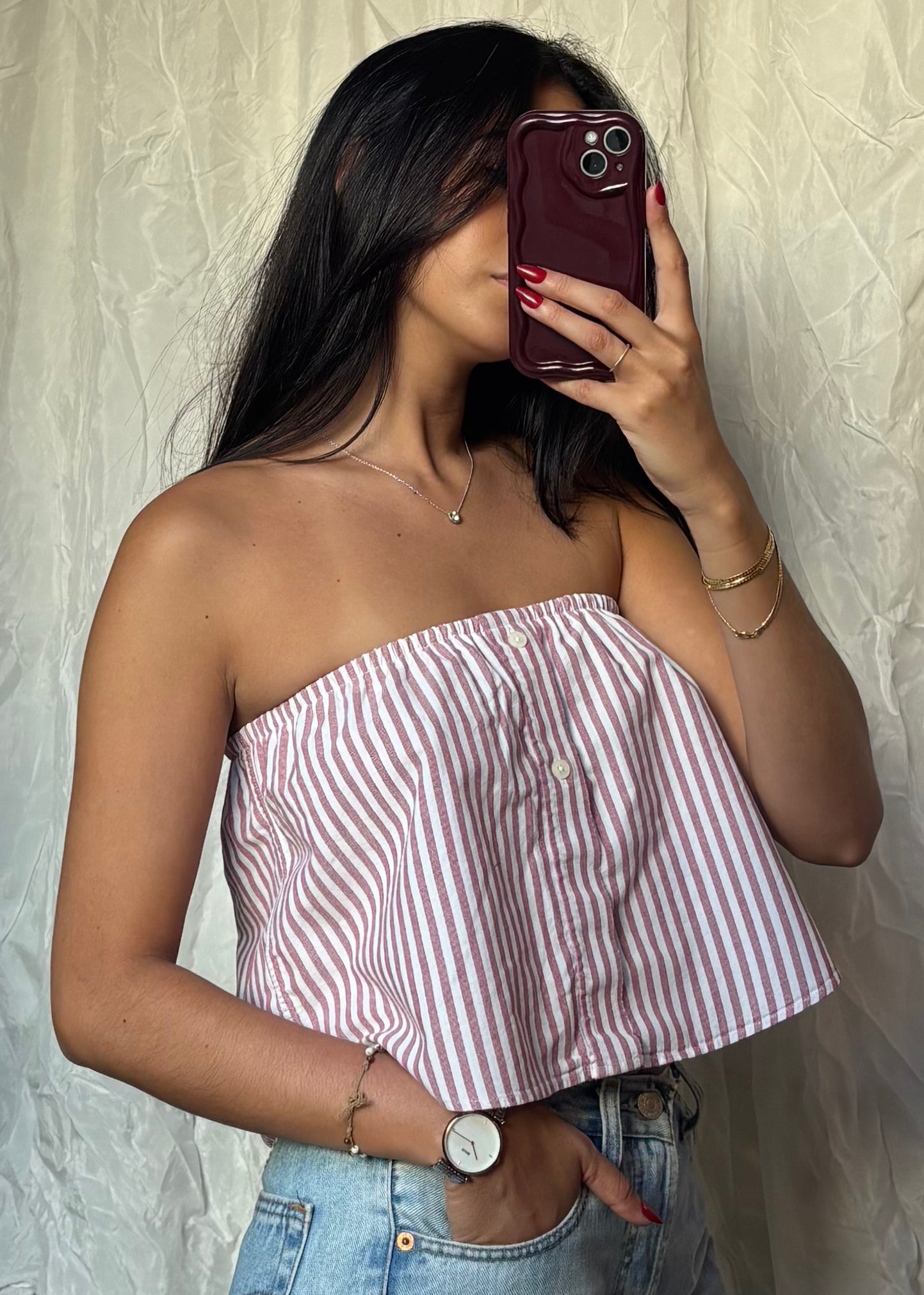 Top Giulia, Rouge et Blanc rayé 2, XS-S