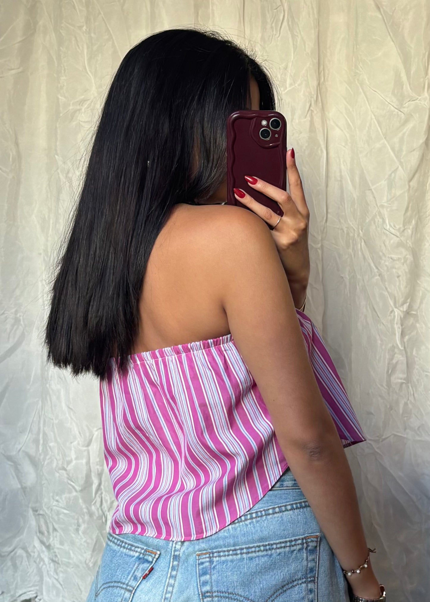Top Giulia, Rose fushia rayé, XS-S