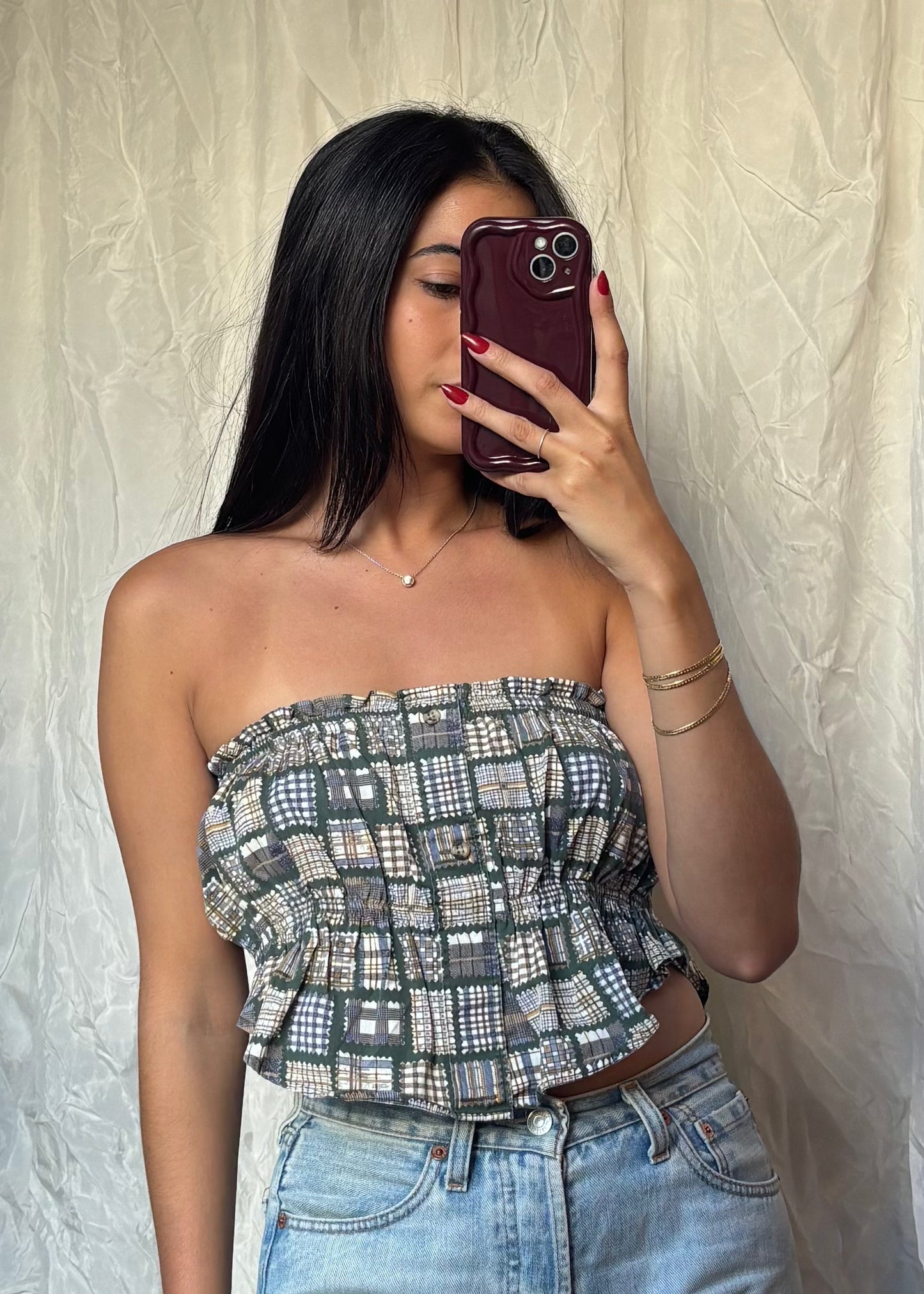 Top Luna, Vert à motifs, S-M
