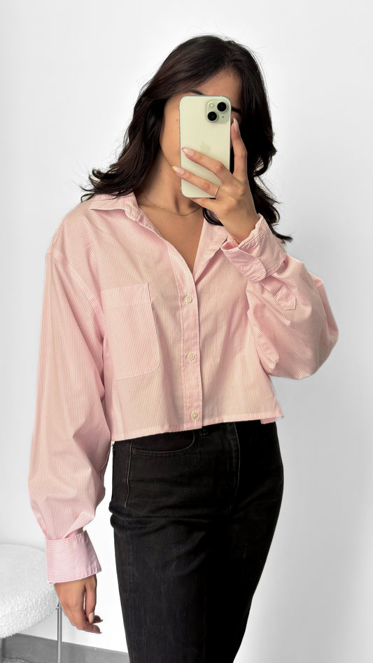 Chemise Ino, Rose à rayures, M-L-XL