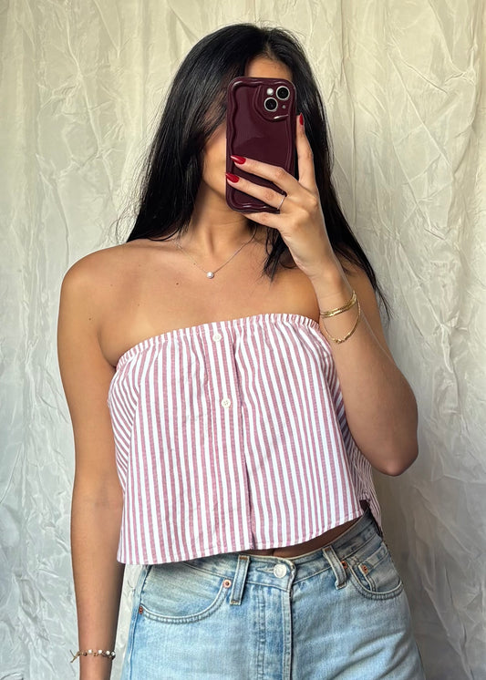 Top Giulia, Rouge et Blanc rayé 2, XS-S