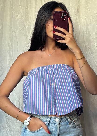 Top Giulia, Bleu et rouge rayé, XS-S