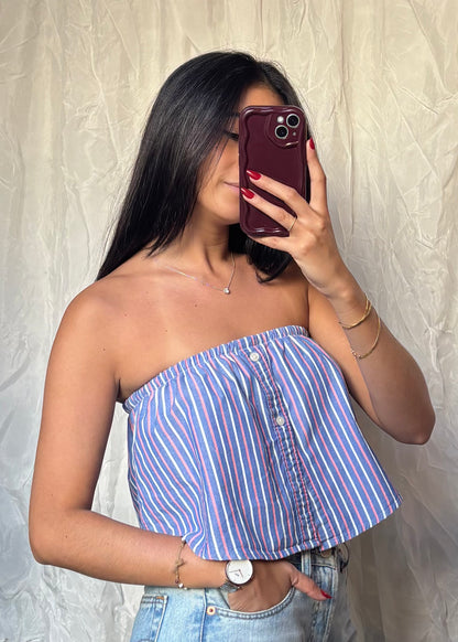 Top Giulia, Bleu et rouge rayé, XS-S