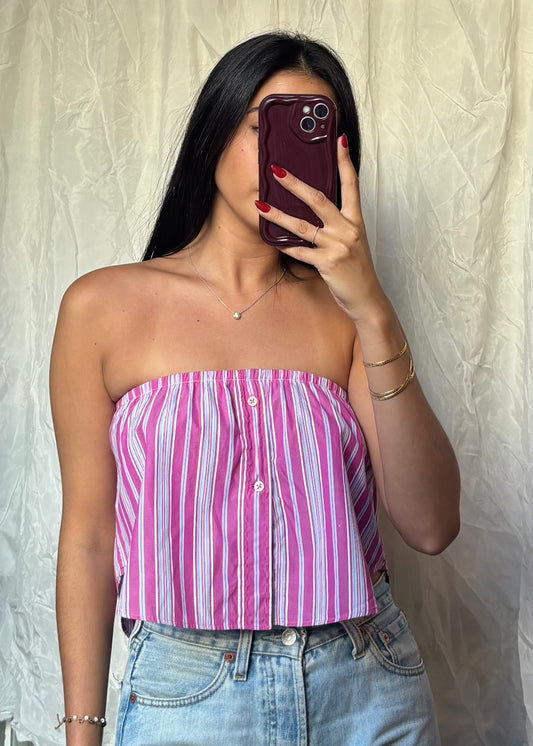 Top Giulia, Rose fushia rayé, XS-S