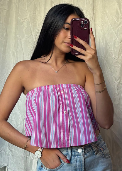 Top Giulia, Rose fushia rayé, XS-S
