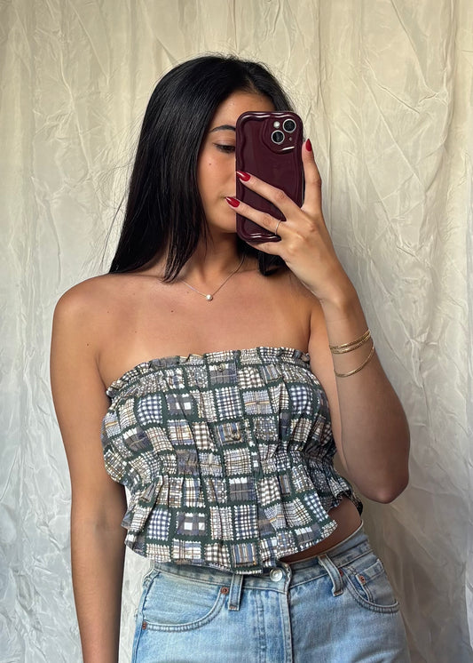 Top Luna, Vert à motifs, S-M