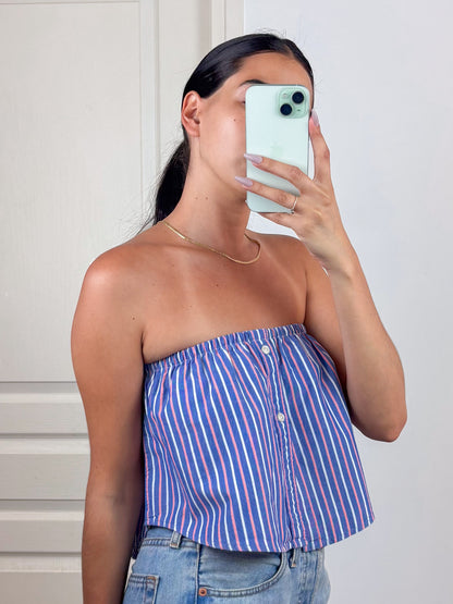 Top Giulia, Bleu et rouge rayé, XS-S